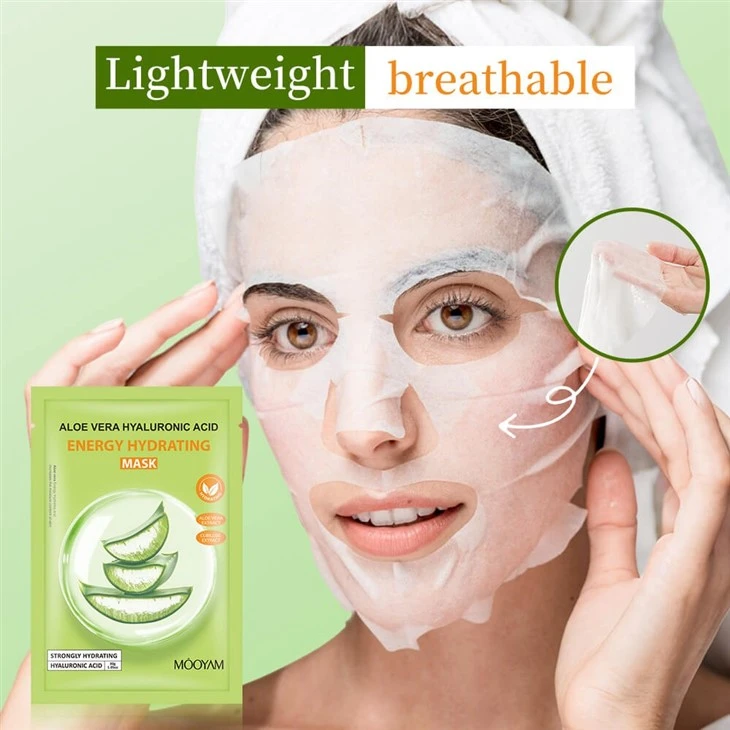MOOYAM Aloe Vera Hydrating Facial Mask – 5-Pack Of Soothing, Moisture-Boosting Care